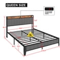 thumbnail image 6 of Queen Size Platform Bed Frame with Charging Station & Upholstered Headboard, Metal Platform - Grey, 6 of 6