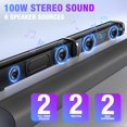 thumbnail image 3 of Barra de Sonido, Barra de Sonido de 100 W para Smart TV, Barra de Sonido Bluetooth 5.3 Sistema de Sonido Envolvente Desmontable 2 en 1 para TV Altavoz de Barra de Sonido de Audio en el hogar, Barra de, 3 of 5