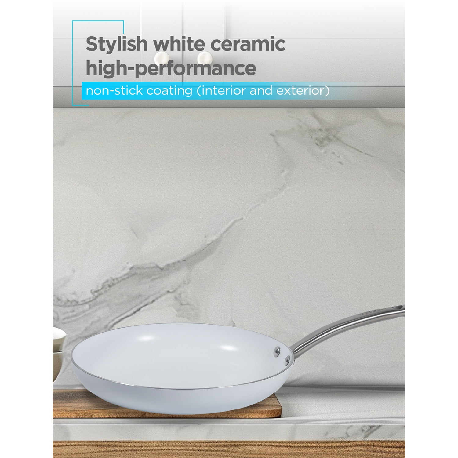 BLACK+DECKER 9-Piece Ceramic White Aluminum Cookware Set, Pots and Pans Set with Ceramic Non-Stick Coating