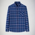thumbnail image 2 of JUUYY Flannel Shirt for Men Casual Button Down Work Soft All Cotton Lightweight Flannel Mens Plaid Shirts Long Sleeve Blue XXL, 2 of 4