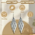 thumbnail image 4 of DESIGNICE 2 Pairs Statement Earrings for Women,Electroplated Iron Hollow Leaf Silver Earrings,Drop Earrings Wife Girlfriend Jewelry Gift,Style1, 4 of 7