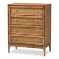 thumbnail image 1 of Bowery Hill Commode à 4 Tiroirs en Bois Fini Noyer Frêne et Rotin, 1 of 10