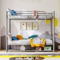 thumbnail image 2 of SESSLIFE Twin Over Twin Bunk Bed, Sturdy Metal Bunk Bed with Storage Shelf, Suitable for Bedroom, Dorm, Mattress Foundation, No Box Spring Needed, 2 of 10