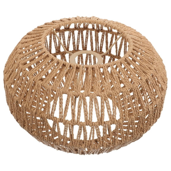 MUSEYA Functional Round Wicker Lampshade Light Brown 1Set for Decoration