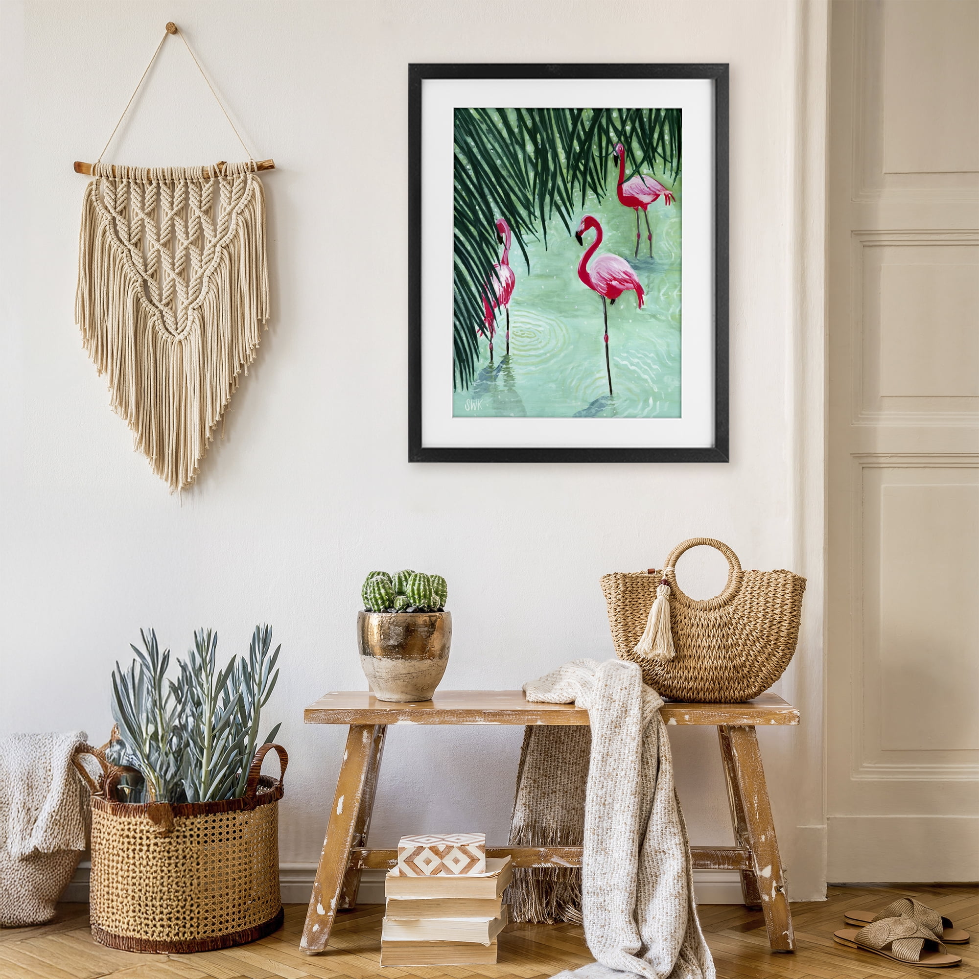 Stupell Industries Shallow Flamingo Pond Black Framed Print Under Glass, design by Sarah Waldron Kimball