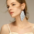 thumbnail image 6 of DESIGNICE Statement Earrings for Women,Electroplated Iron Hollow Leaf Silver Earrings,Drop Earrings Wife Girlfriend Party Birthday Jewelry Gift,Style4, 6 of 6