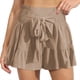 thumbnail image 1 of Shirred cintura ruffle pantalones cortos de pierna ancha mujeres elegante suelta casual color liso frente pajarita pantalones cortos para oficina, 1 of 6