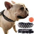 thumbnail image 2 of teemerryca Adjustable Leather Spiked Studded Dog Collars with a Squeak Ball Gift for Small Medium Large Pets Like Cats/Pit Bull/Bulldog/Pugs/Husky, Pink, XL 17.7-20.5 inches, 2 of 3
