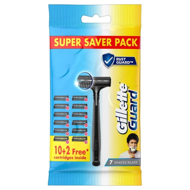 Rastrillo de afeitar Gillette Guard, 1 rastrillo, 12 hojas, peine de seguridad