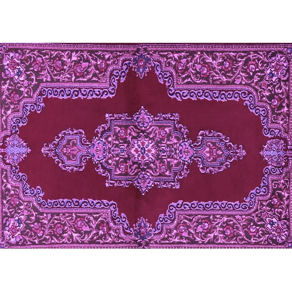 Ahgly Company Indoor Rectangle Medallion Purple Traditional Area Rugs, 2' x 3'
