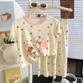 thumbnail image 2 of WUANDIXFA Toddler Pajamas 1-10 Years Cotton Cute Summer Fall Short Sleeve Shirts Pant Casual Outfit Baby Girl Pajamas,Pink,5-6 Years, 2 of 7