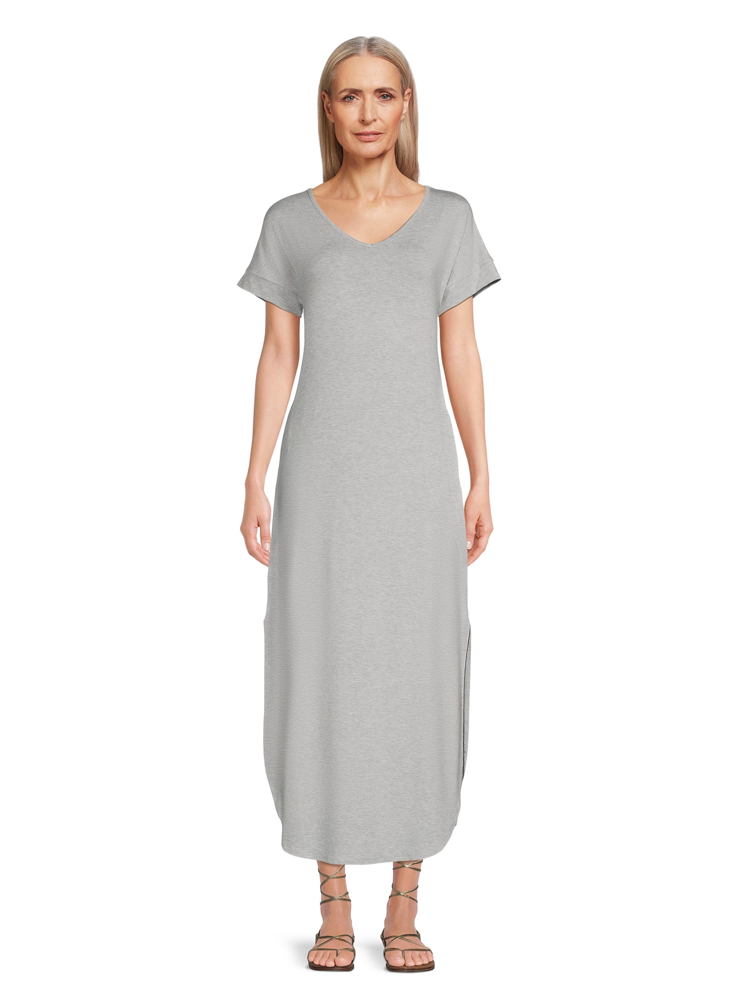 Time and Tru Women's Maxi Dress with Short Sleeves, Sizes XS -XXXL ...