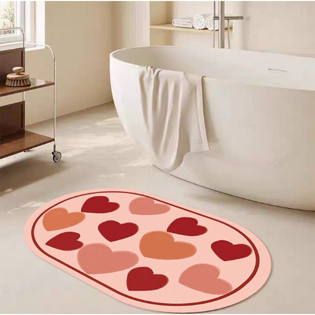 Yhmxh Bathroom Rugs Valentine's Day Door Mat - Front Door Mat - Bath Rug Super Absorbent Quick Dry - Rubber Backing Non Slip Washable Bathroom Floor Mats - Red 16x24 IN Living Room Rug Bath Mat
