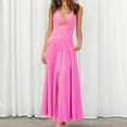 thumbnail image 4 of Tbopshirt Wedding Guest Dresses for Women Fashionable Solid Color Suspender V-neck Bra Suspender Slit Dress, 4 of 5