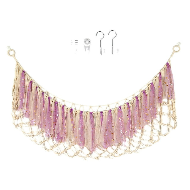 Filet de Rangement pour Jouets en Macramé Corde Tissée à la Main Organisateur Mural pour Chambre d'Enfant Grande Boho