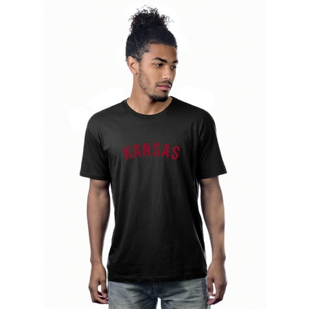 Daxton Premium Basic Crew Neck Short Sleeve Tshirt Cities Kansas Letter - Black Red-X-Small