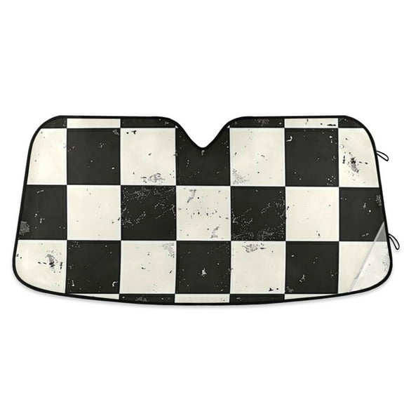 Checkerboard Pattern Car Windshield Sun Shade Reflector Sunshade Foldable for Front Keeps Vehicle Cool