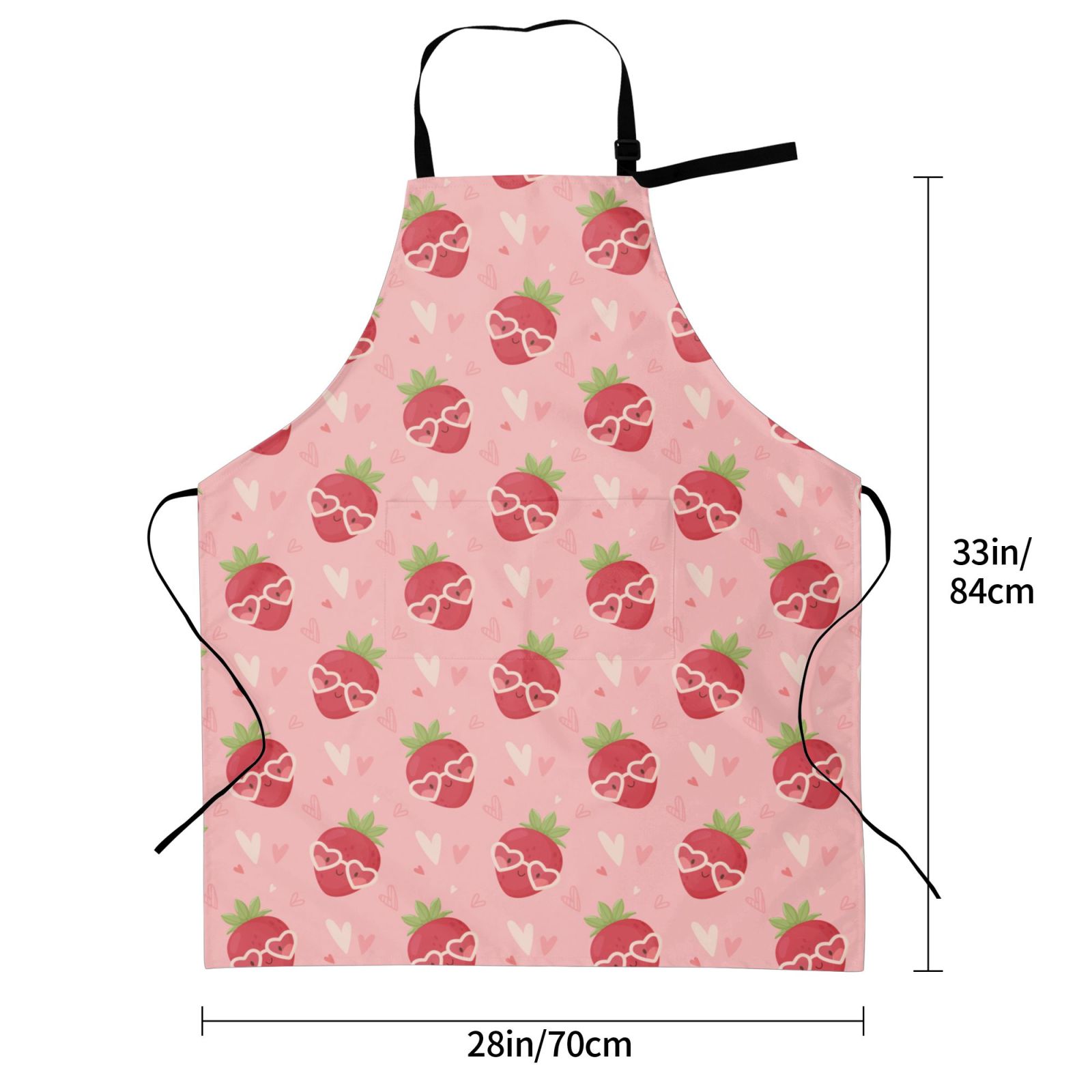 Picia Strawberries Waterproof Apron for Unisex Adult - Adjustable Bib Apron with Pockets, Ideal for Cooking, Gardening, Painting, and Household Chores