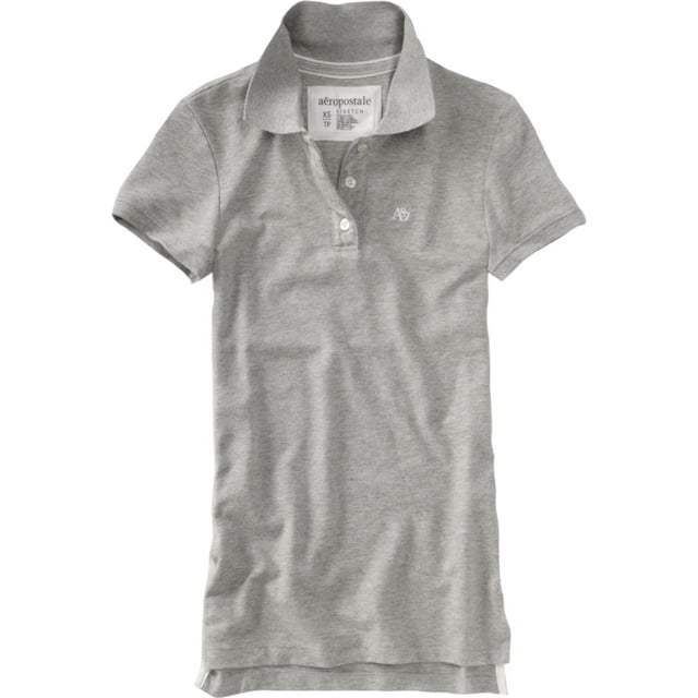 Aeropostale Womens Uniform A87 3 Button Polo Shirt, Gris, X-Large