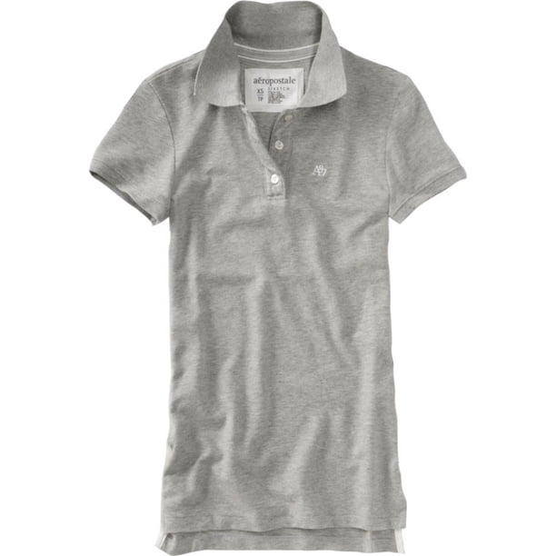 Aeropostale Womens Uniform A87 3 Button Polo Shirt, Gris, X-Large