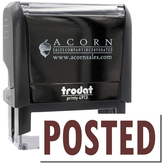 Large Self-Inking Posted Stamp, Trodat Printy 4913, Press and Print Stamping, Impression Size 7/8" x 2-1/4", Up to 10,000 Impressions - Brown Ink