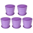 thumbnail image 1 of Unique Bargains 8 Inch Plastic Plant Pots Flower Planters with Drainage Holes and Tray, Purple 5 Pack, 1 of 6