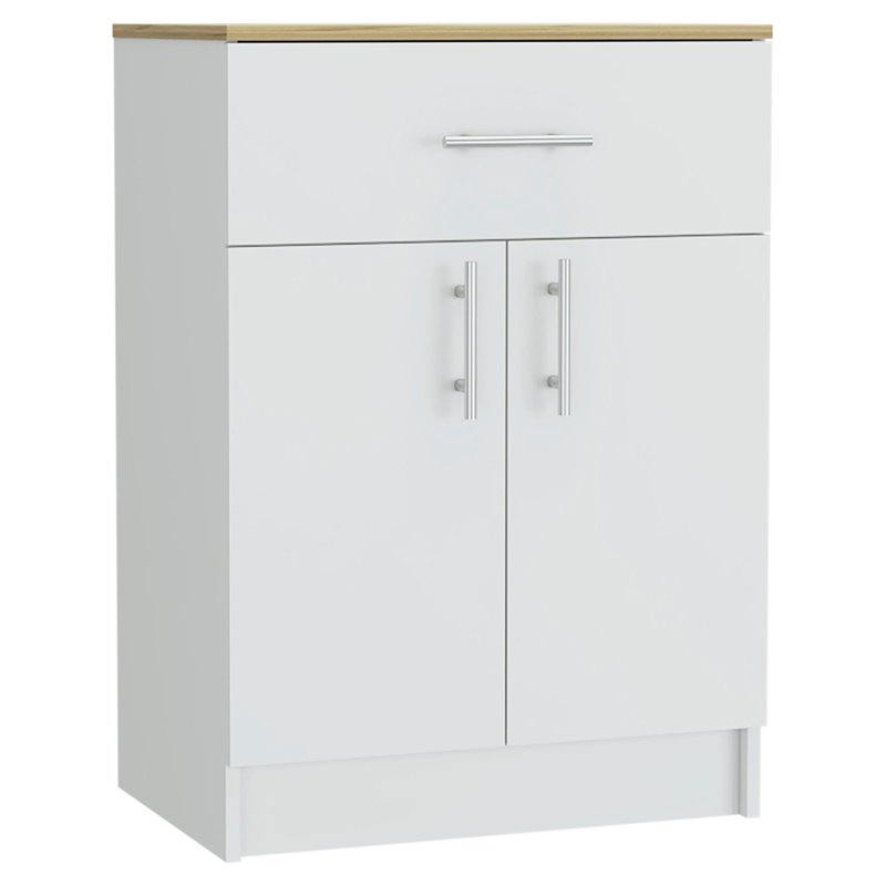 Atlin Designs Wood Pantry Cabinet with Counter Top in White/Light Oak ...