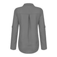 thumbnail image 5 of HAiming Women's Long Sleeve Shirts Solid Color V Neck Loose Comfortable Pullover Tops Casual Work Office Blouse, 5 of 5