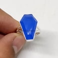thumbnail image 5 of Blue Chalcedony Nature Healing Gemstone Coffin Ring, Genuine 925 Sterling Silver, Promise Ring, Graduation Gifts, Statement Ring, Wedding Ring, Proposal Ring (Blue Chalcedony), 5 of 9