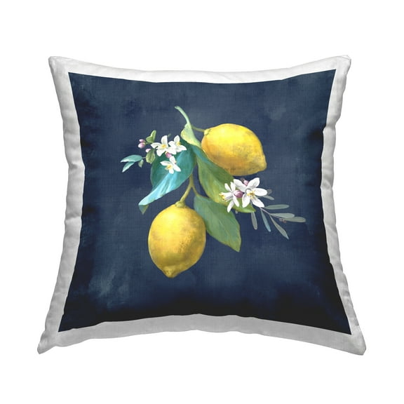 Stupell Industries Lemon Cluster on Blue Decorative Printed Throw Pillow Design by Danhui Nai.