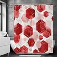 thumbnail image 3 of Red Shower Curtain, Red White Abstract Geometric Modern Grid Pattern Minimalist Bath Curtains Waterproof Fabric with Hooks for Home Decor, 72Wx72H, 3 of 6