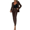 thumbnail image 3 of JURANMO Womens Two Piece Sets Work Office Dress Pants Suits Dressy Business Casual Outfits Double Breasted Blazer Jacket Formal Sets with Pockets Coffee L Clearance Sales Today Sales Prime, 3 of 9