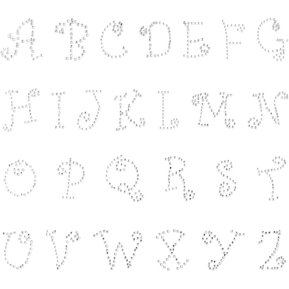 2 Sheets 10.03"x7.48" Cursive Alphabet Letters from A-Z Hotfix Transfer Rhinestone Iron on Patches