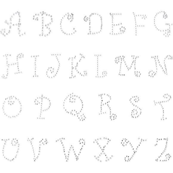 2 Feuilles Lettres Cursives Alphabet 10.03"x7.48 Pouces de A-Z Hotfix Transfert Strass Patchs à Repasser pour Vêtements Projets DIY Chaussures Vêtements et Sacs Décoration