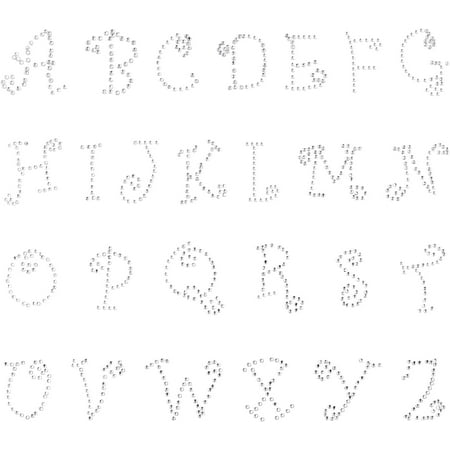 2 Sheets 10.03"x7.48" Cursive Alphabet Letters from A-Z Hotfix Transfer Rhinestone Iron on Patches for Clothing DIY Projects Shoes Garments and Bags Decoration