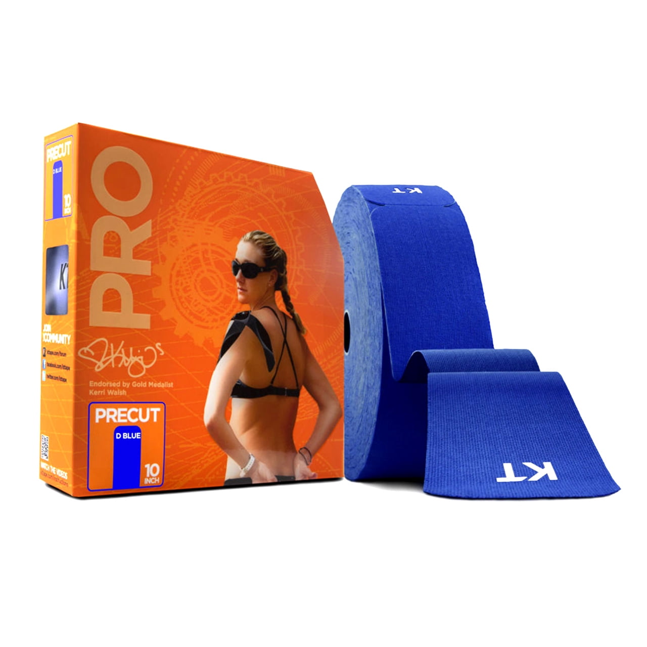 KT TAPE PRO Synthetic Elastic Kinesiology Therapeutic Tape 125 Foot/ 10 inch Strips Sonic Blue