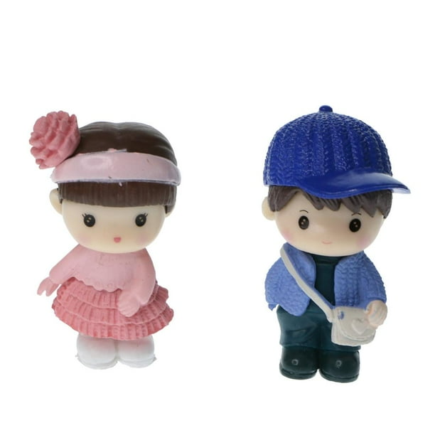 Figura decorativa en miniatura de pareja de hadas con musgo para terrario o jardín En pie