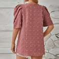 thumbnail image 5 of UYISJ Womens Cute Summer Tops Crew Neck Puffy Short Sleeve Blouse Swiss Dot Loose Fit Solid Color Shirts 2024 Trendy, 5 of 5