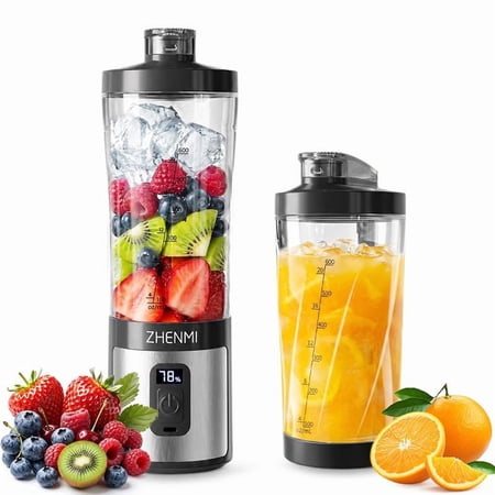 zhenmi Personal Blender, 20oz BPA-Free Jar Portable Blender for Shakes and Smoothies with Leakproof Lid, Dishwasher Safe Black
