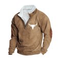 thumbnail image 2 of LEBONYARD Men's Heavy Cotton Long Sleeve T-Shirt,Henley Sweatshirts for Men,Fashion Men Winter Zipper Casual Tops Long Sleeve V-Neck Sweatshirt Khaki S, 2 of 3