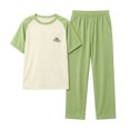 thumbnail image 5 of Amidoa Toddler Girls 2 Piece Outfits Summer Clothes T Shirt Cute Solid Color Ruffle Sleeve Short Sleeves Casual Pants Kids Clothing Sets Green Size 6, 5 of 8