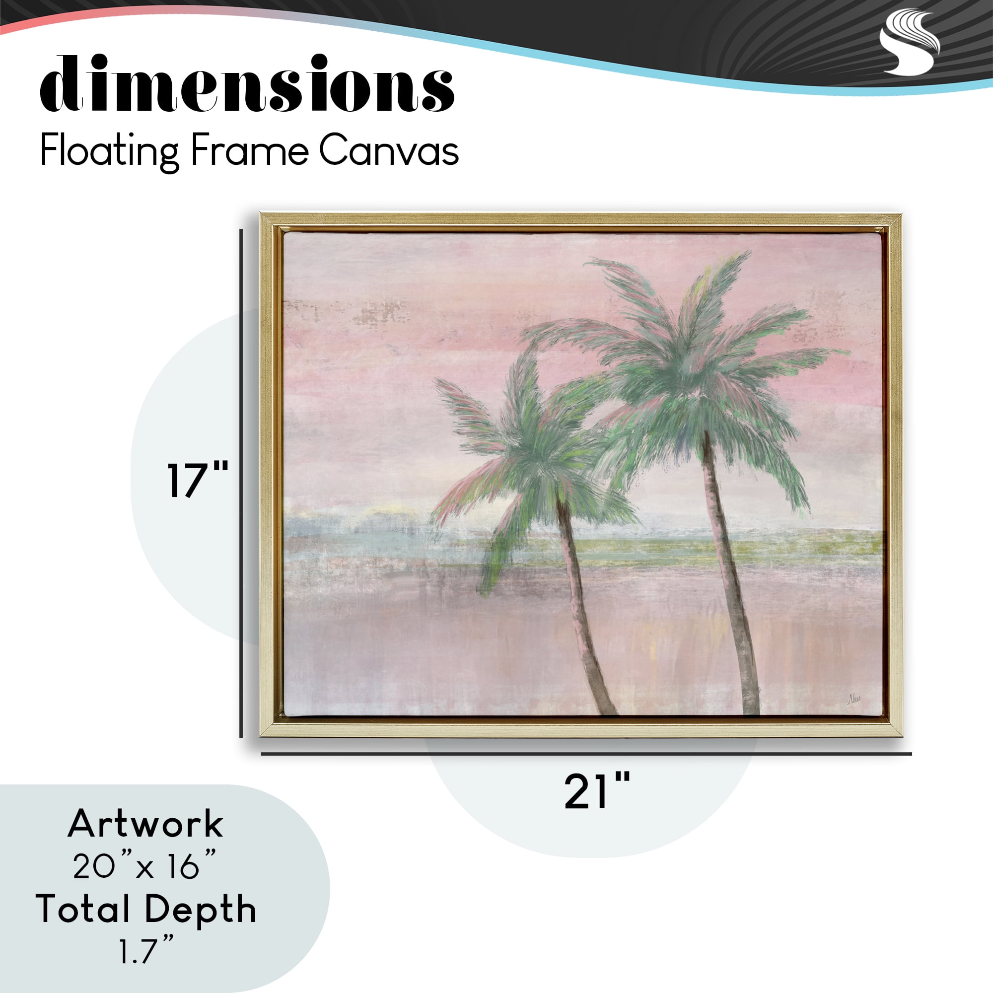 Stupell Industries Sunset Palms at Dusk Gold Framed Floater Canvas Wall Art, design by Nan