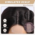 thumbnail image 4 of Dark Brown Highlighted Synthetic Wig for Women 16 Inch Medium Length Wavy Wigs with Middle Part Natural Look Daily Party Halloween, 4 of 7