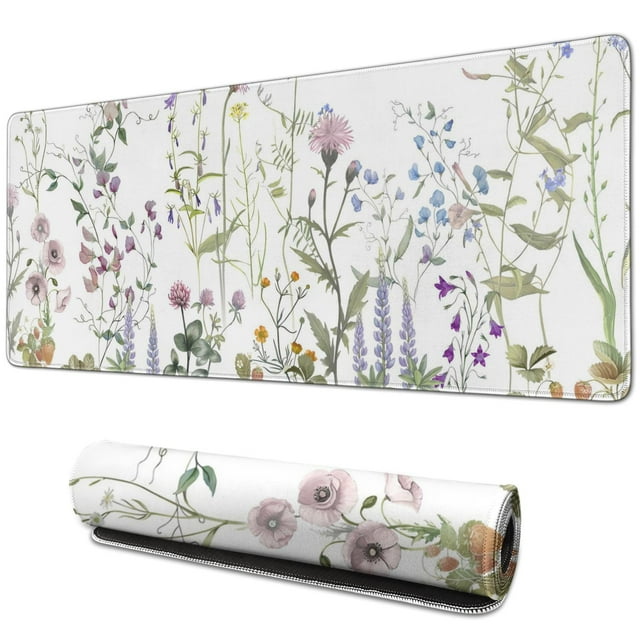 Express Your Style with Beautiful Flowers Plants Mouse Mat - Personalized, Premium-Textured, Washable - Non-Slip Base for Wireless Mouse, 31.5x11.8 Inch