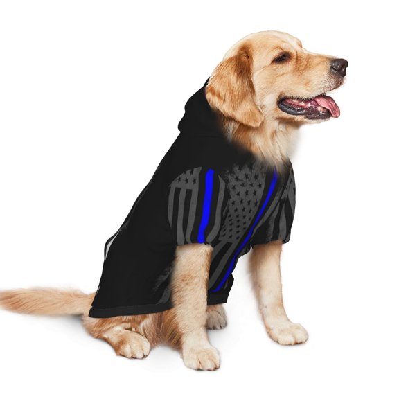 Dog Hoodie Pet Clothes Retro Thin Blue Line Flag Sweater Sweatshirts Pullover Coat for Large Medium Dogs Small