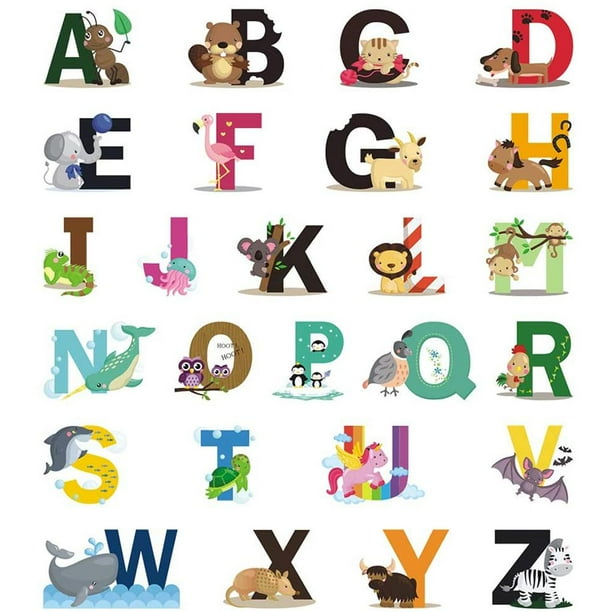 Pegatinas Del Alfabeto Inglés Palabras En Inglés Pegatinas De Pared De Animales Decoración No Tóxica Para El Hogar Y La Escuela sonducket HA035283-00