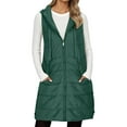 thumbnail image 3 of ZHOGXU Women'S Vest Hooded Coat With Pocket Sleeveless Zipper Solid Color Comfortable Thickened Warm For Cold Weather Outdoor Activities Green Xxl, 3 of 7