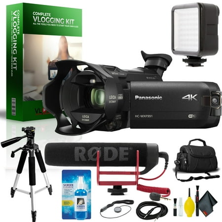 Panasonic HC-WXF991K 4K Ultra HD Camcorder with Twin Camera Complete Vlogging Equipment (Best 4k Vlogging Camera)