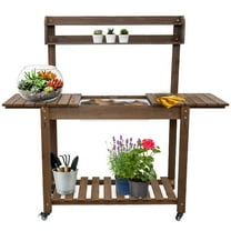 Sunnydaze 39.25" Fir Wood Potting Bench with Brown Stained Finish