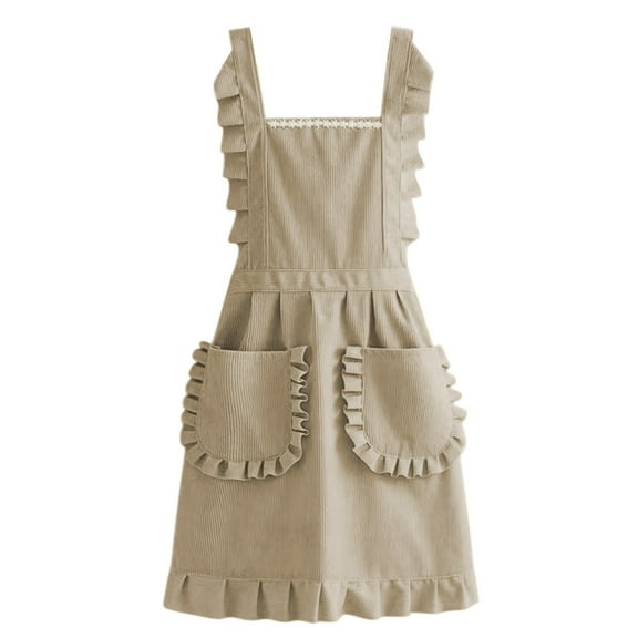 geerera Vintage Pinafore Apron Dress for Women with Pockets, Hand-wiping, Waterproof, Dirt Resistants Chef Aprons for Kitchen Cooking Baking Gardening